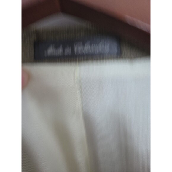 #45 VTG Oscar de la Renta Houndstooth Blazer 52% Silk 48% Wool | Brown Tan | 48R - Picture 4 of 7